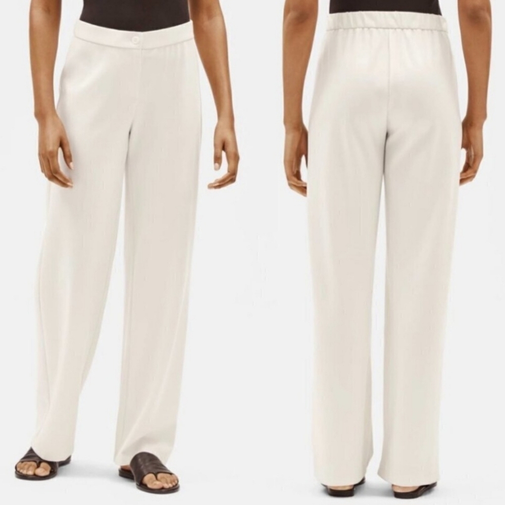 NWT Eileen Fisher Pants Flex Tencel Ponte Cream Ivory Size L (fits L/XL)